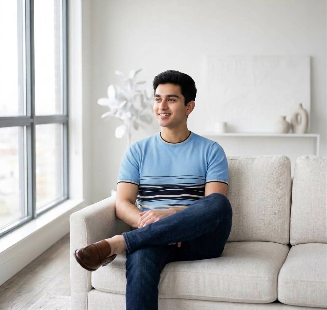 Men's Short-Sleeve Striped Knit T-Shirt