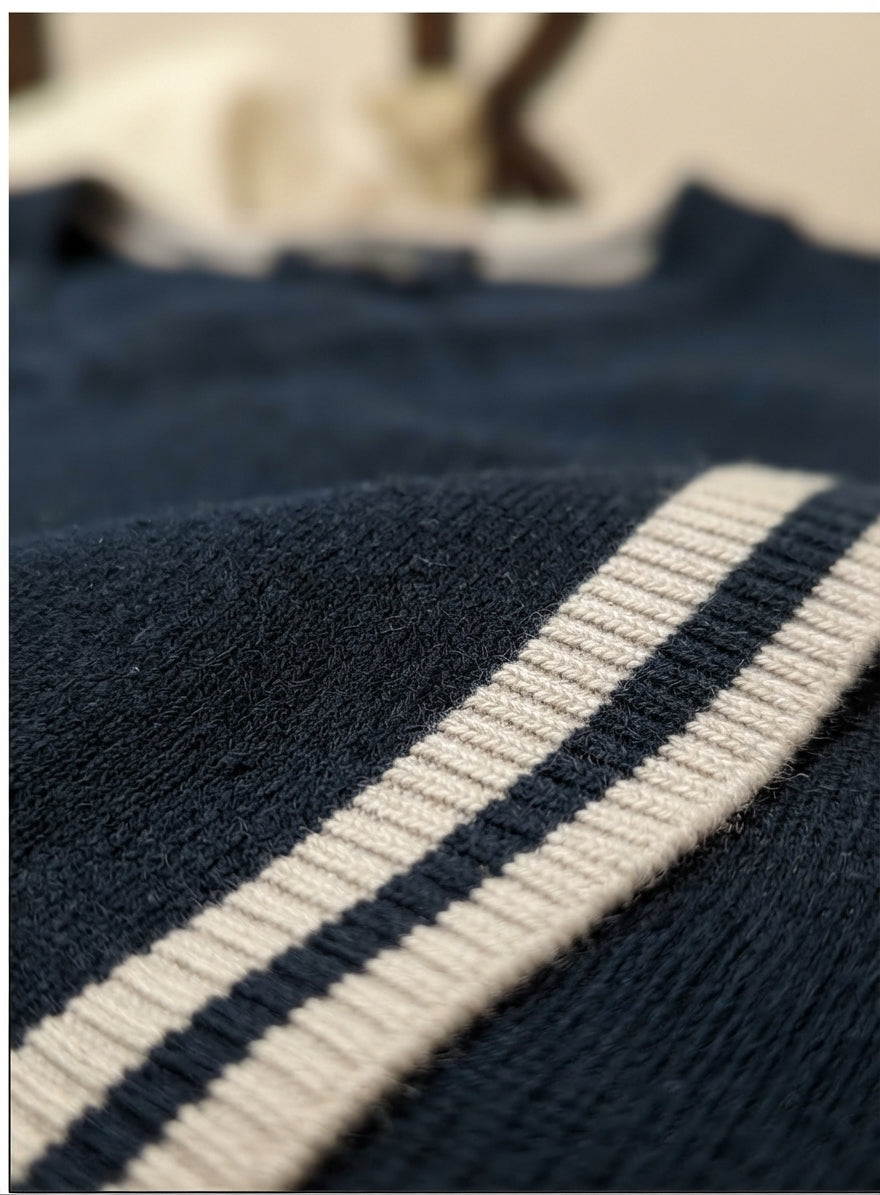 Premium Navy Blue V-Neck Knitted Sweater Vest