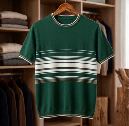 Men's Short-Sleeve Striped Knit T-Shirt