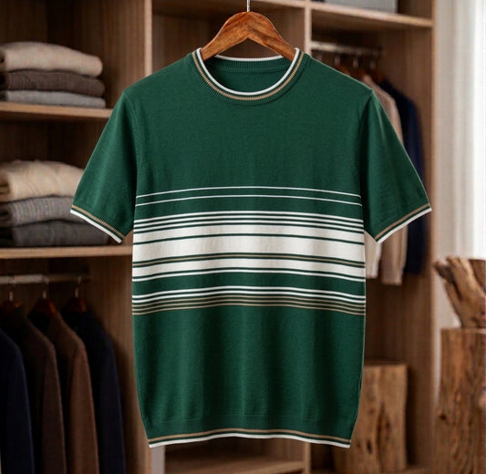 Men's Short-Sleeve Striped Knit T-Shirt