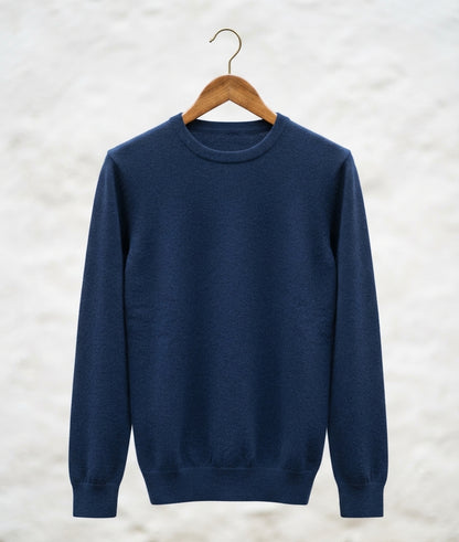 Dark Navy Blue Classic Crewneck Knitted Sweater