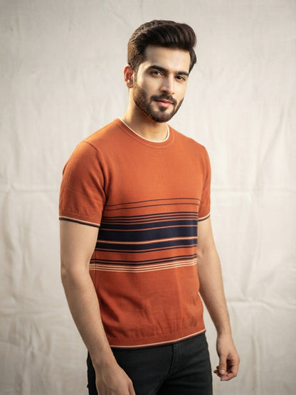 classic knit t-shirt rust -orange base