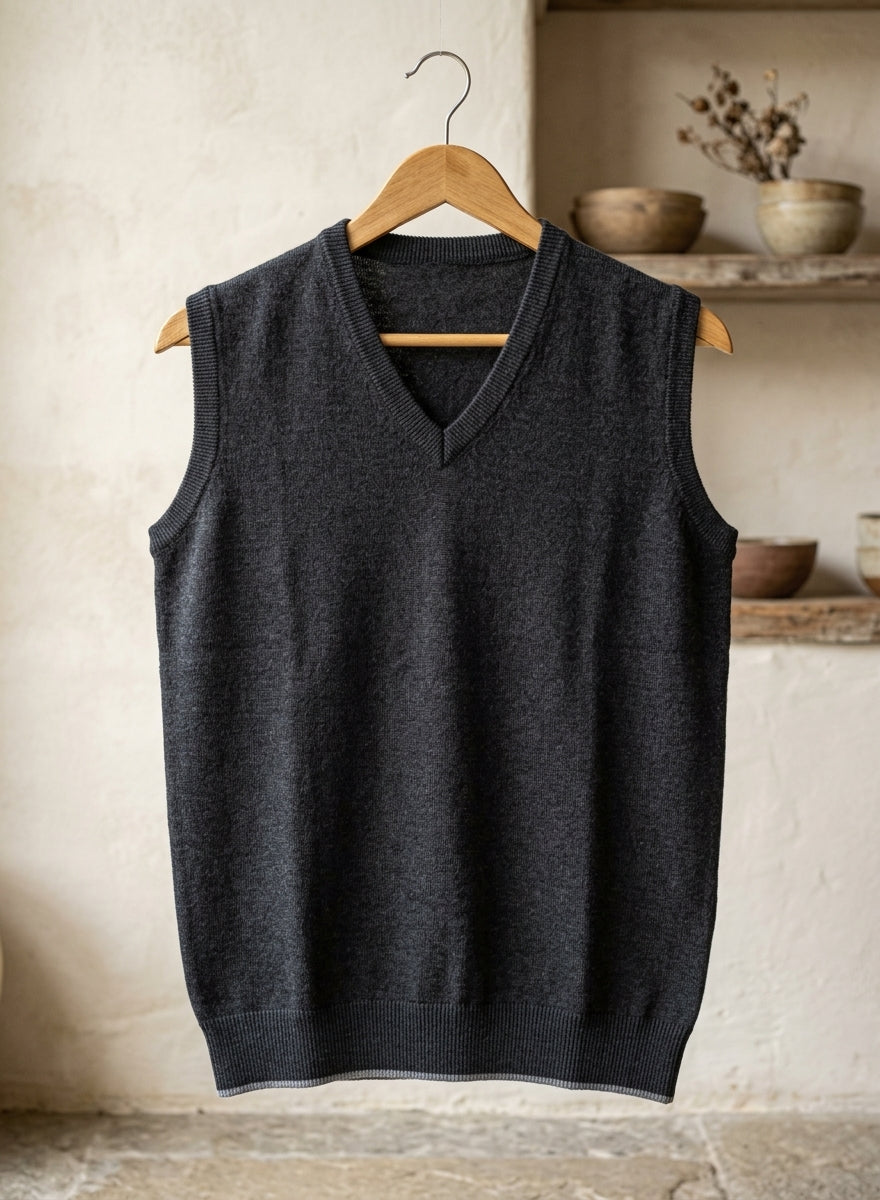 charcoal sleeveless sweater