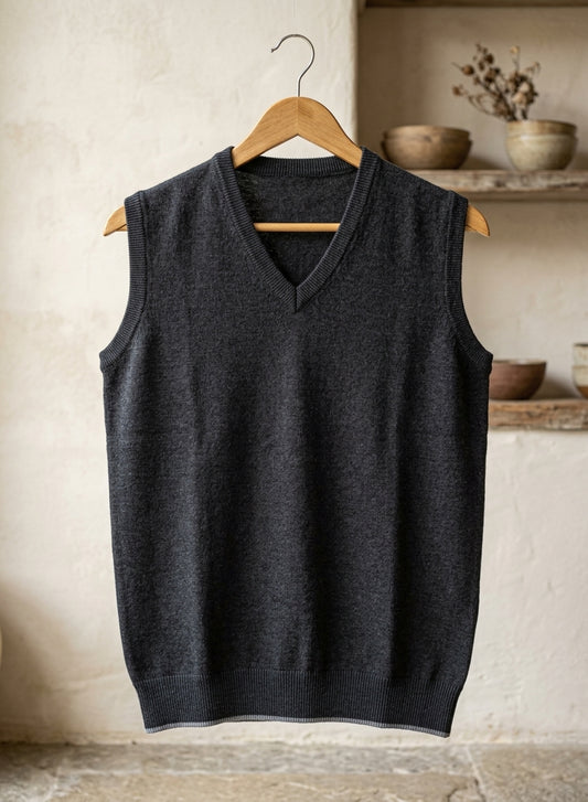 charcoal sleeveless sweater