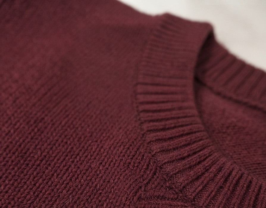 Dark Maroon Crewneck Knitted Sweater