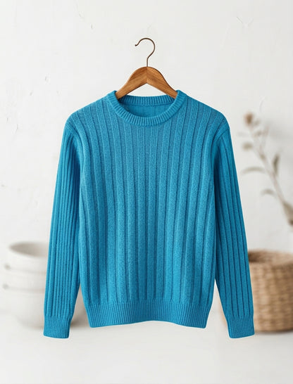 Ribbed Crewneck Knit Sweaters
