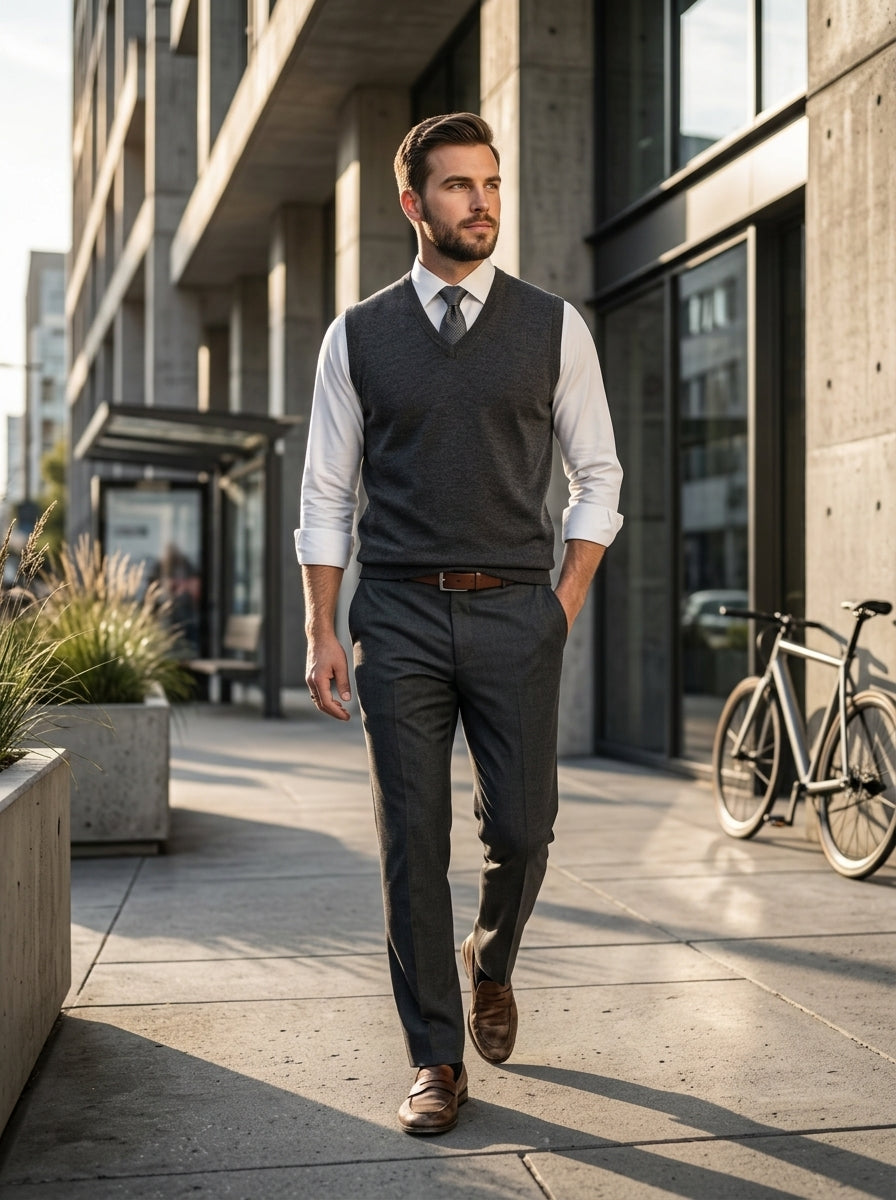 charcoal sleeveless sweater