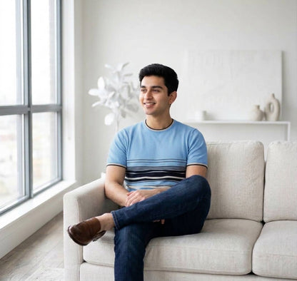Men's Short-Sleeve Striped Knit T-Shirt