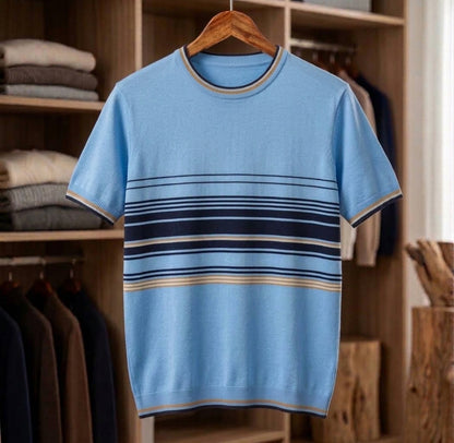 Men's Short-Sleeve Striped Knit T-Shirt