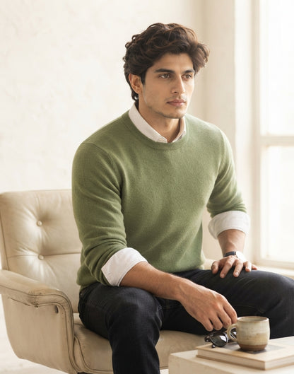 Classic Olive Green Crewneck Sweater