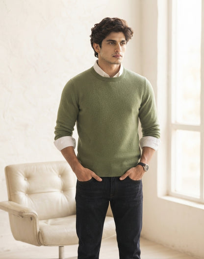 Classic Olive Green Crewneck Sweater