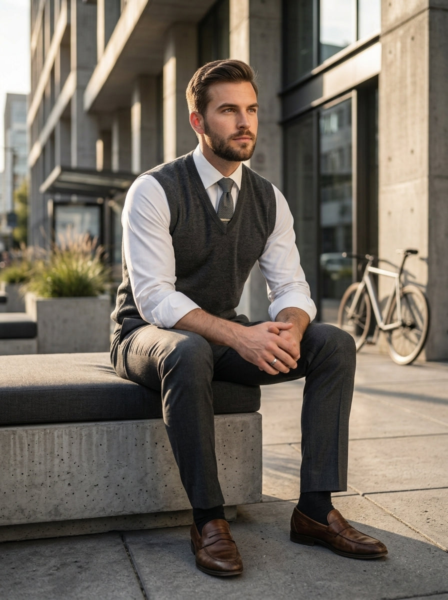 charcoal sleeveless sweater
