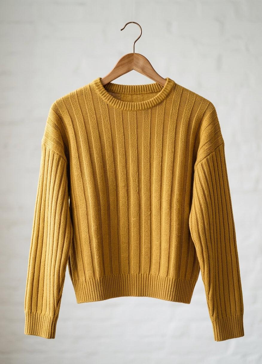 Ribbed Crewneck Knit Sweater