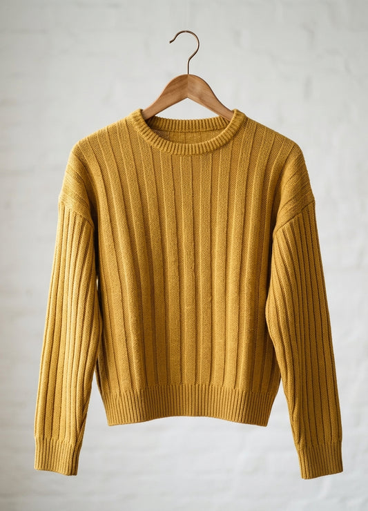 Ribbed Crewneck Knit Sweater