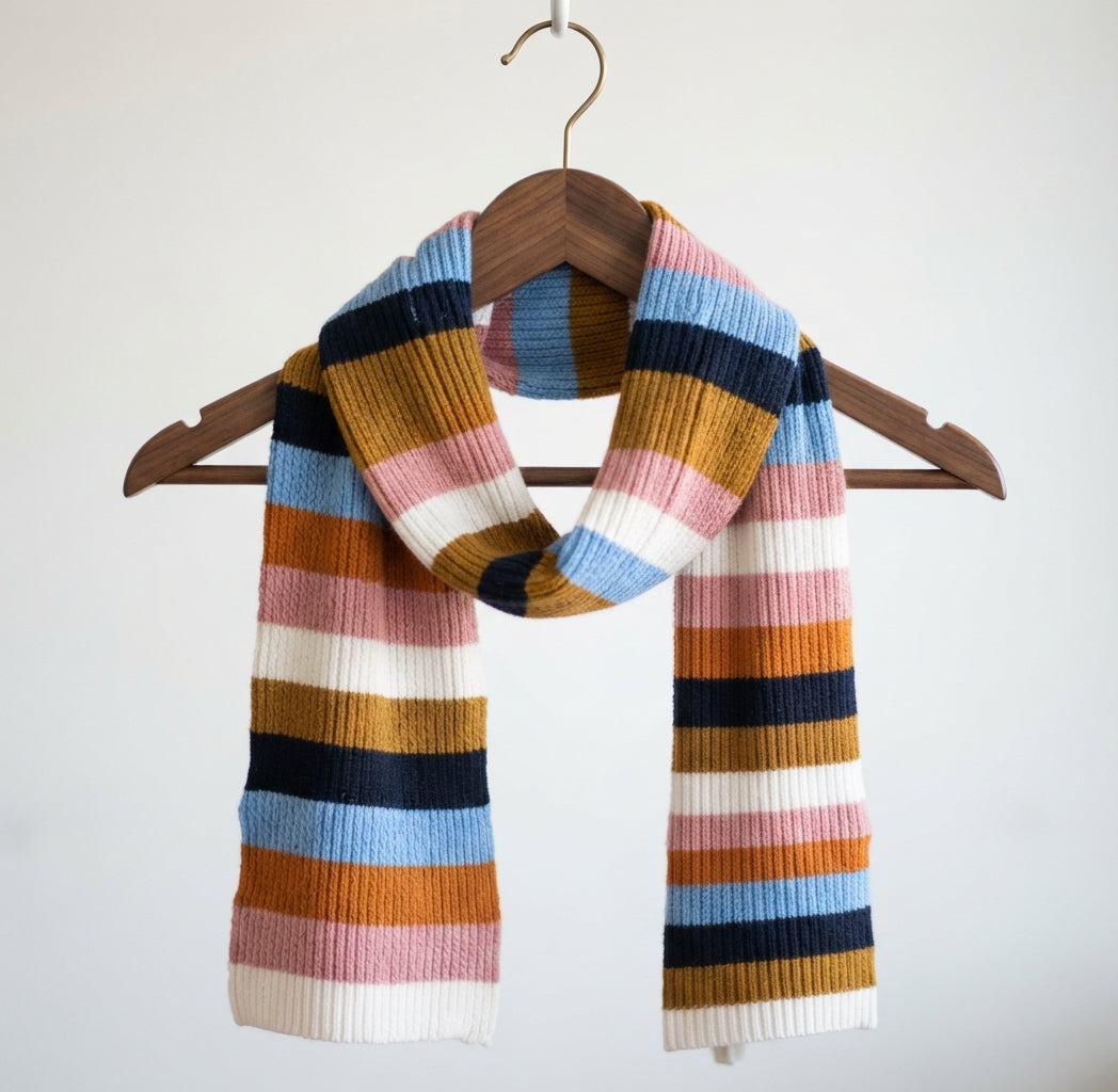 Multicolor Striped Knitted Winter Scarf