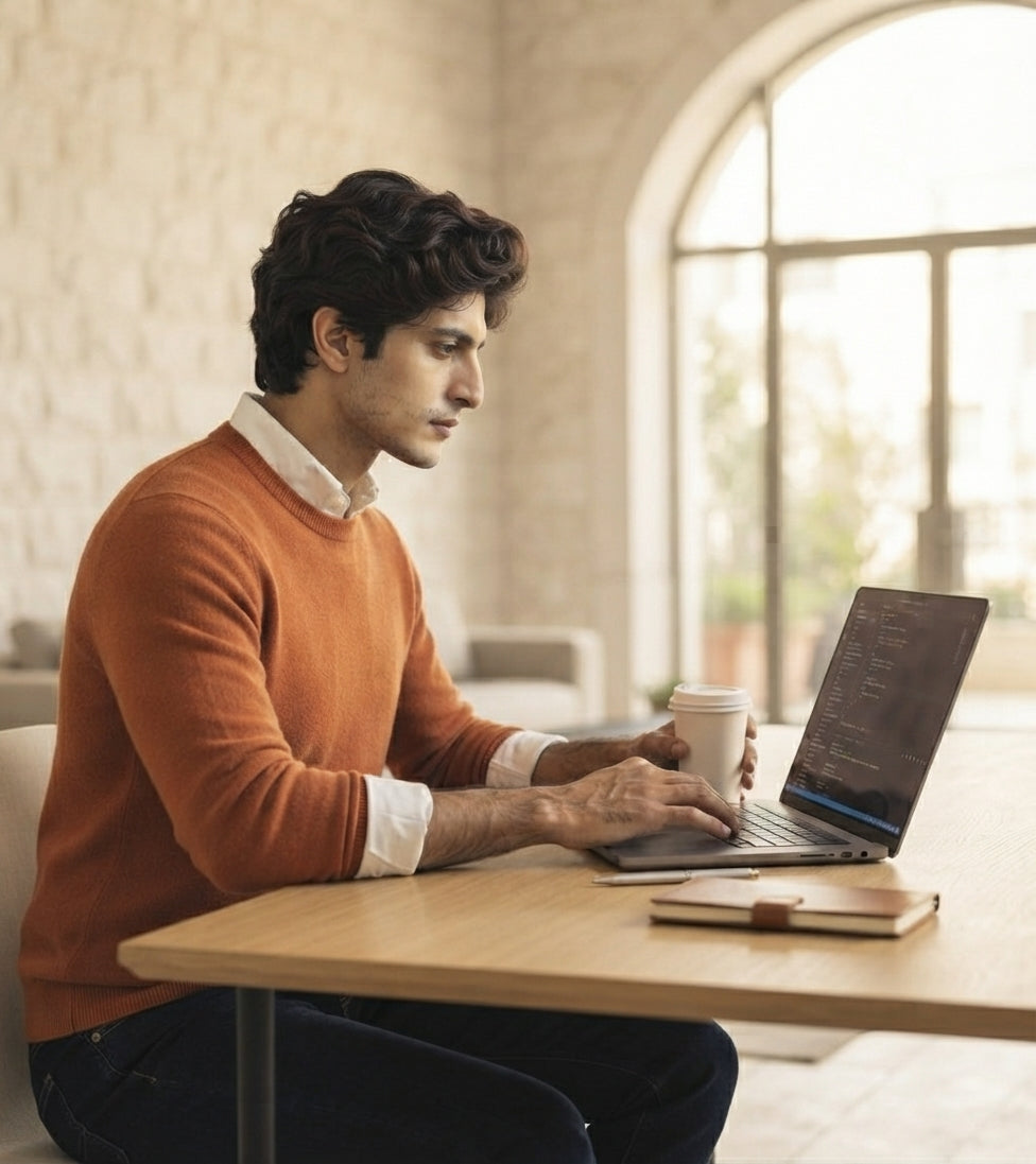 premium burnt-orange crewneck sweater