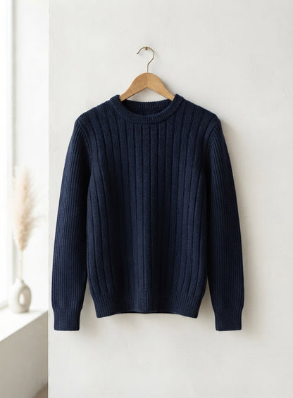 Ribbed Crewnack Knit Sweater