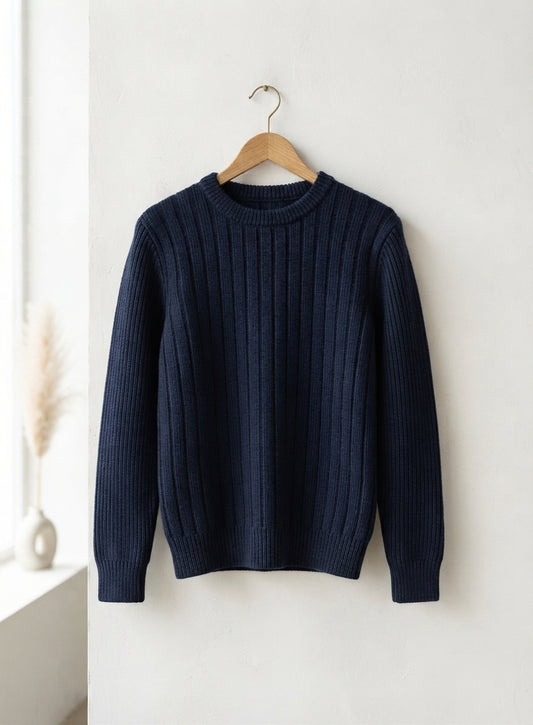 Ribbed Crewnack Knit Sweater