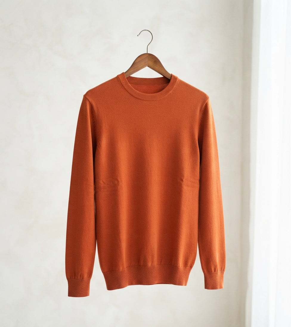 premium burnt-orange crewneck sweater