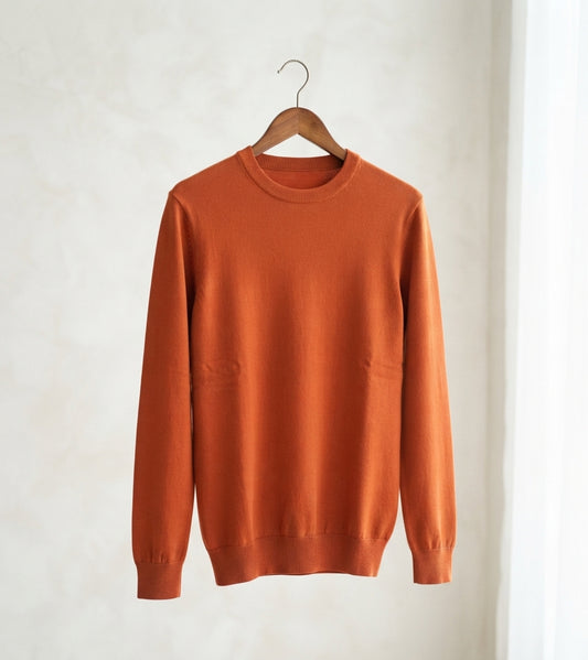 premium burnt-orange crewneck sweater