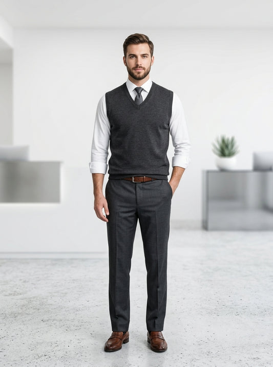 charcoal sleeveless sweater