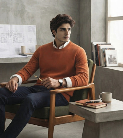 premium burnt-orange crewneck sweater