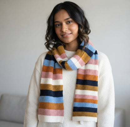Multicolor Striped Knitted Winter Scarf