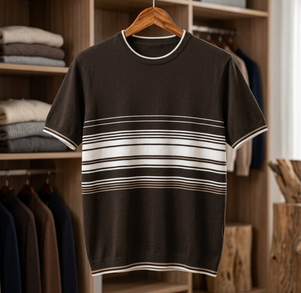 Men's Short-Sleeve Striped Knit T-Shirt
