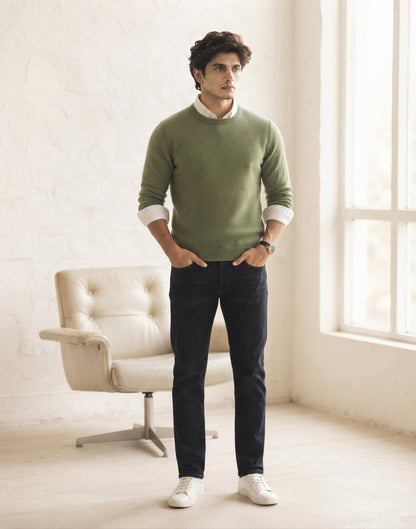 Classic Olive Green Crewneck Sweater