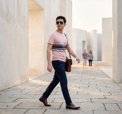 Men's Short-Sleeve Striped Knit T-Shirt