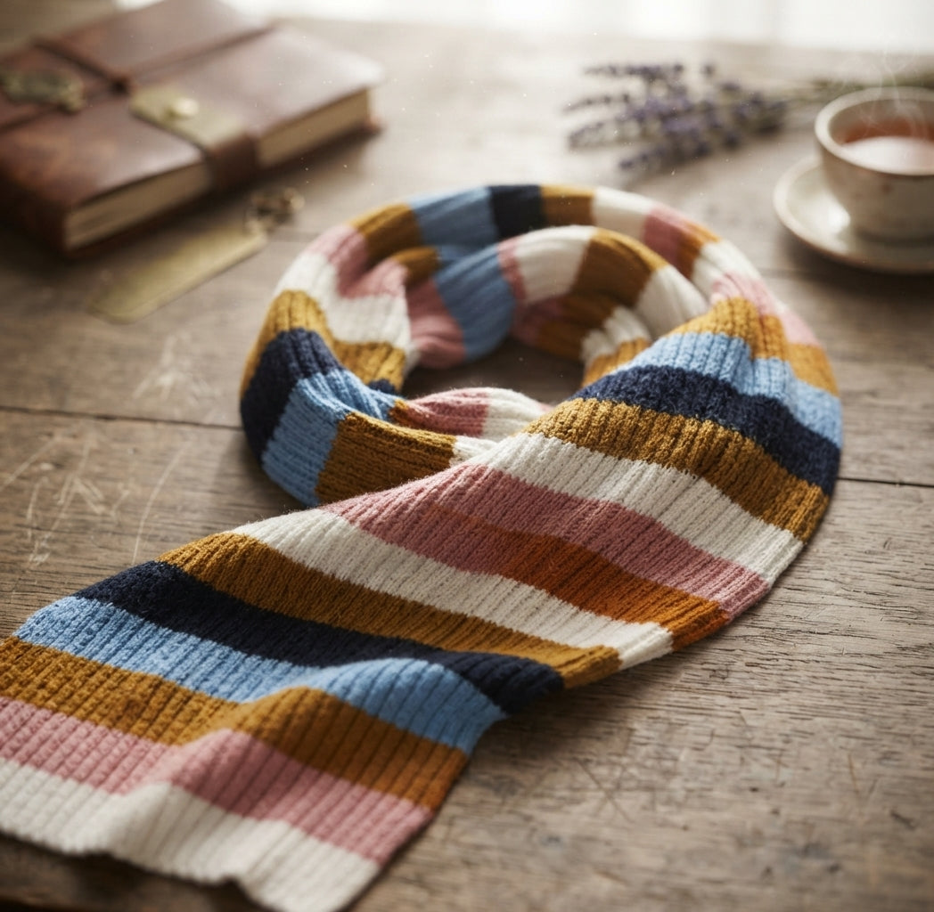 Multicolor Striped Knitted Winter Scarf