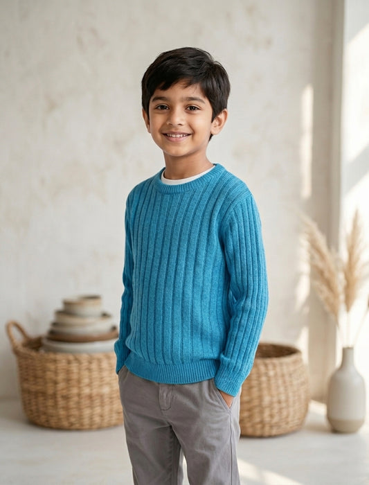 Ribbed Crewneck Knit Sweaters
