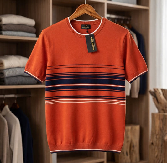 classic knit t-shirt rust -orange base