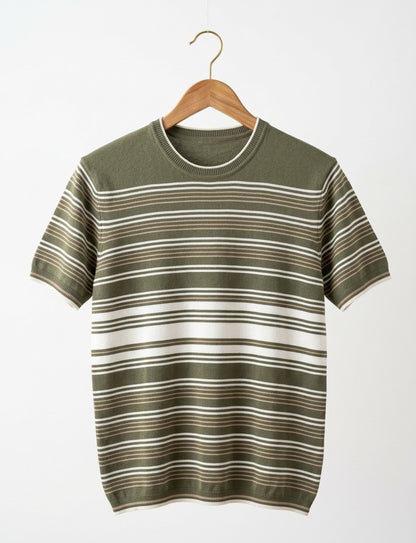Striped Short-Sleeve Knit T-Shirt
