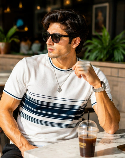 Men's Short-Sleeve Striped Knit T-Shirt