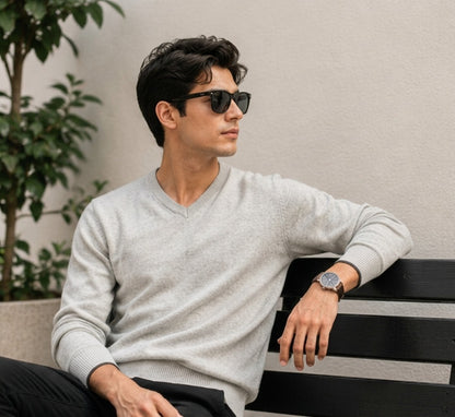 Men's Long-Sleeve V-Neck Knit Sweater