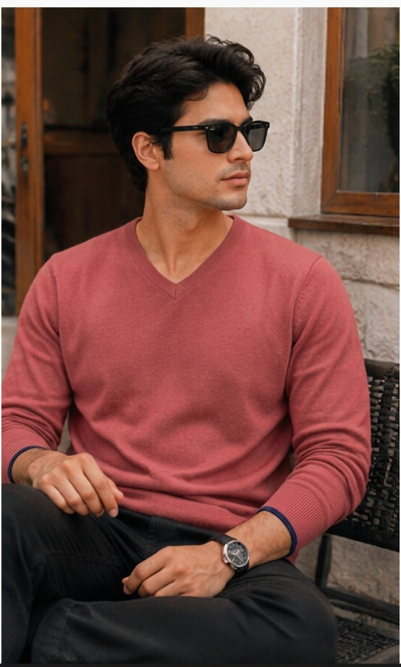 Men's Long-Sleeve V-Neck Knit Sweater