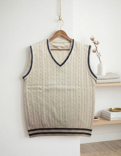 Classic Cable-Knit V-Neck Sweater Vest