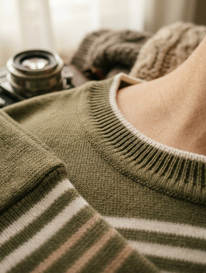 Striped Short-Sleeve Knit T-Shirt