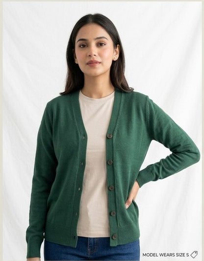 Women's V-Neck Button-Down Knit Cardigan
