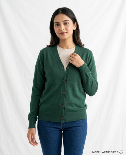 Women's V-Neck Button-Down Knit Cardigan