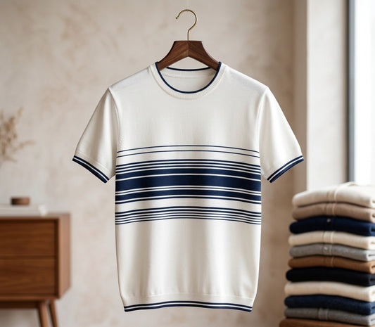 Men's Short-Sleeve Striped Knit T-Shirt