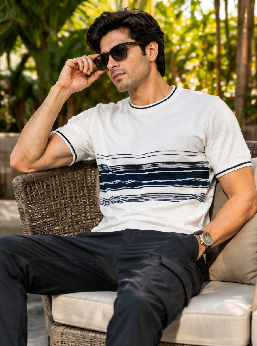 Men's Short-Sleeve Striped Knit T-Shirt
