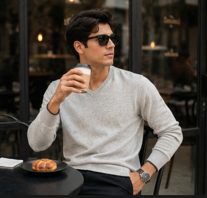 Men's Long-Sleeve V-Neck Knit Sweater