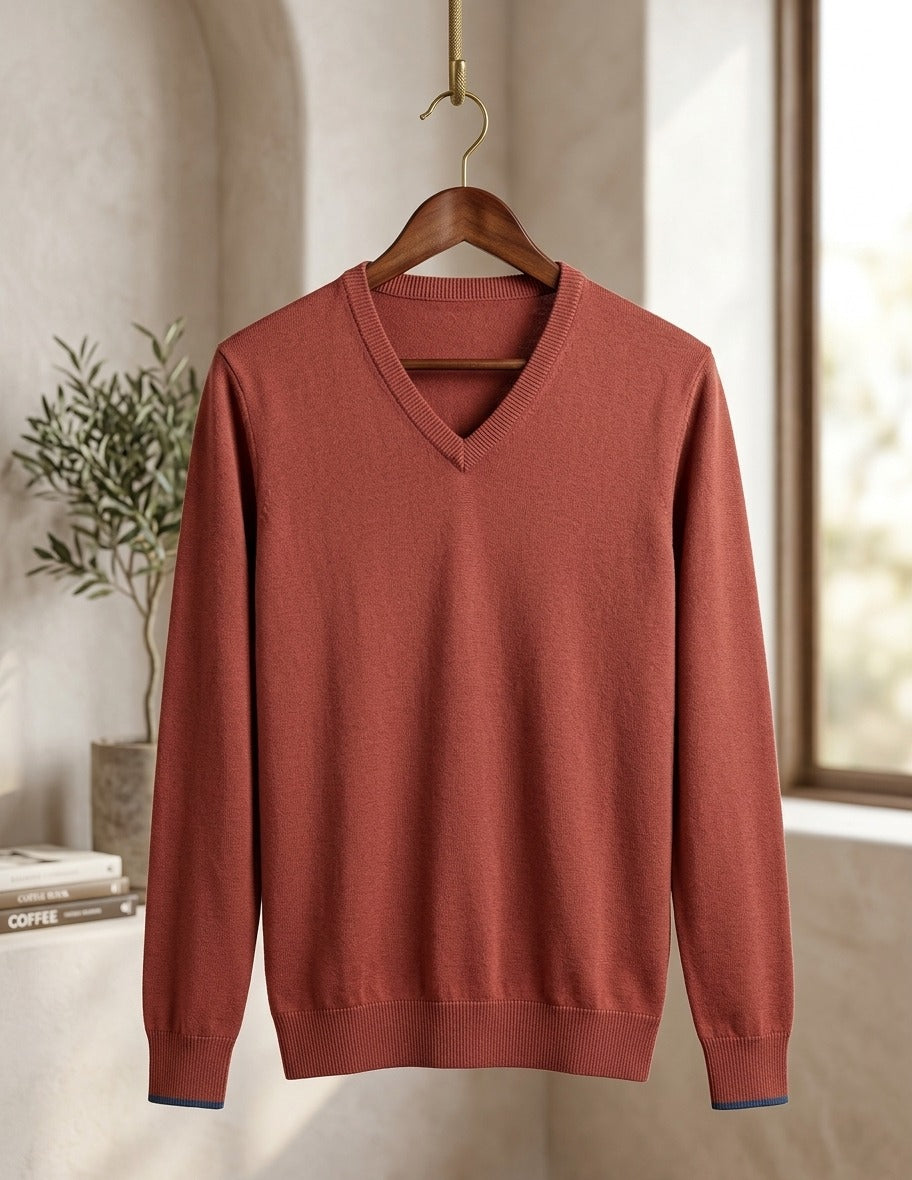 Men's Long-Sleeve V-Neck Knit Sweater