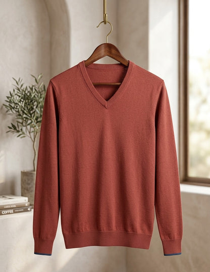 Men's Long-Sleeve V-Neck Knit Sweater