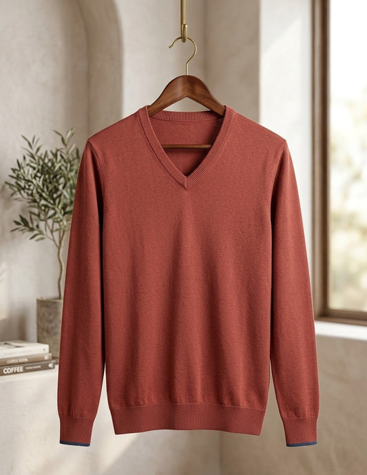Men's Long-Sleeve V-Neck Knit Sweater