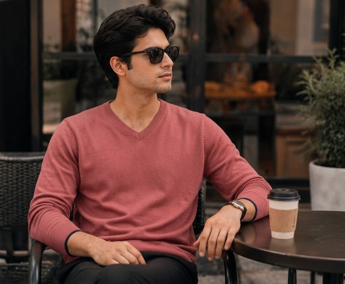 Men's Long-Sleeve V-Neck Knit Sweater