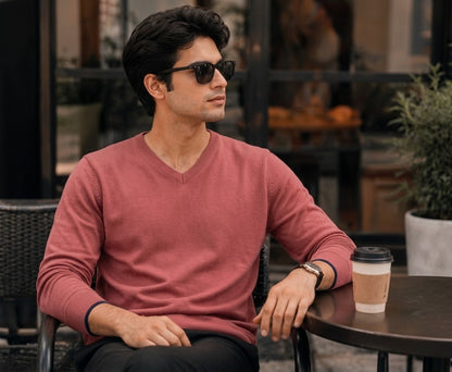 Men's Long-Sleeve V-Neck Knit Sweater
