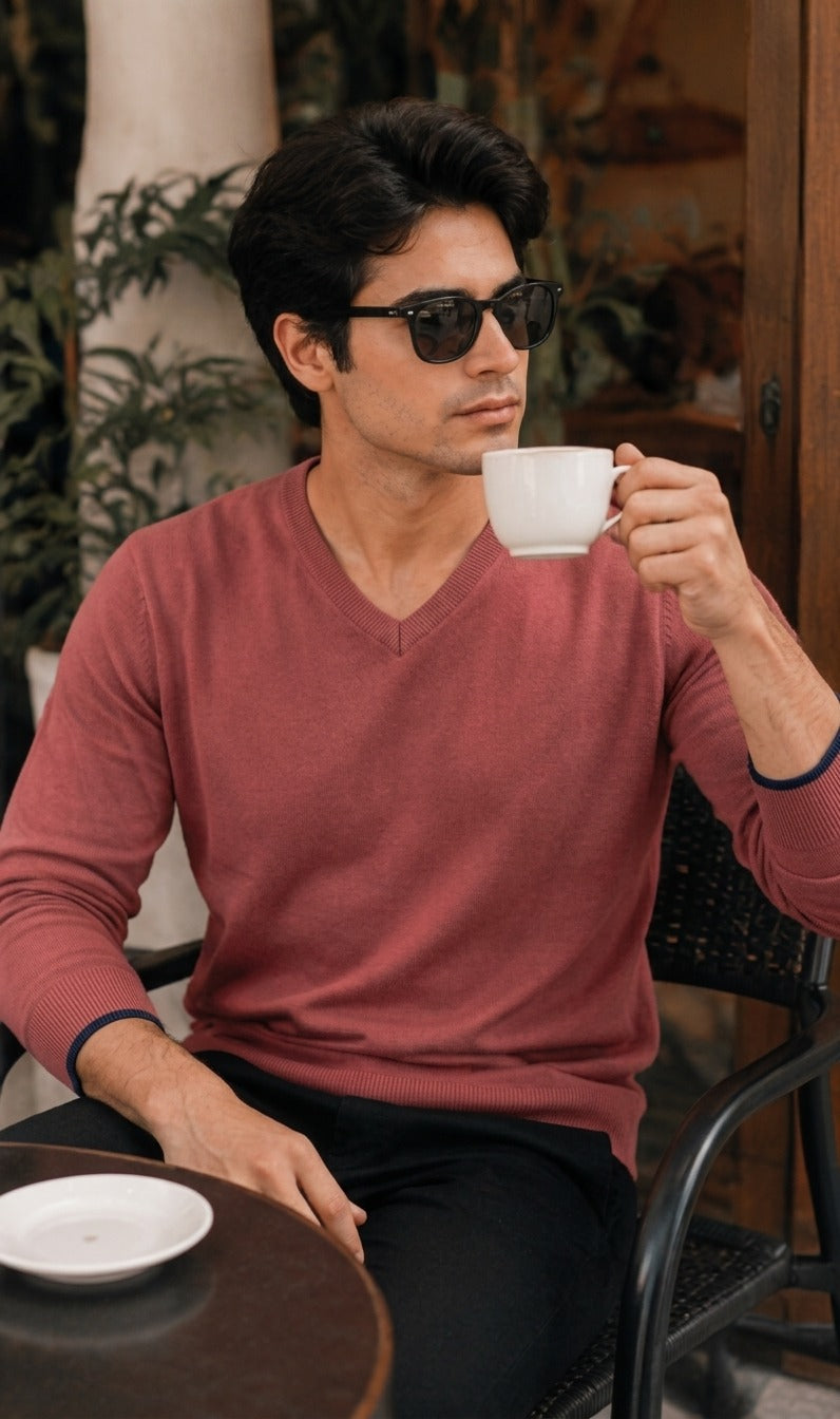 Men's Long-Sleeve V-Neck Knit Sweater